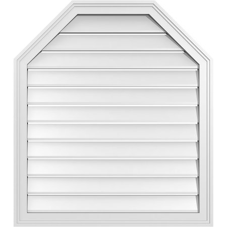 Ekena Millwork Octagonal Top Surface Mount PVC Gable Vent w/ 2"W x 1-1/2"P Brickmould Frame, 30"W x 34"H GVPOT30X3402SF